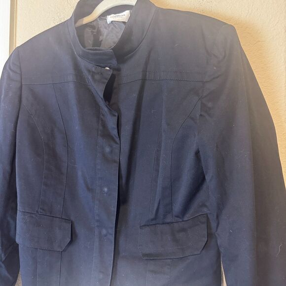 MOTIVI Made in Italy Black Military Jacket cropped snap front womens sz 12 - Picture 2 of 9